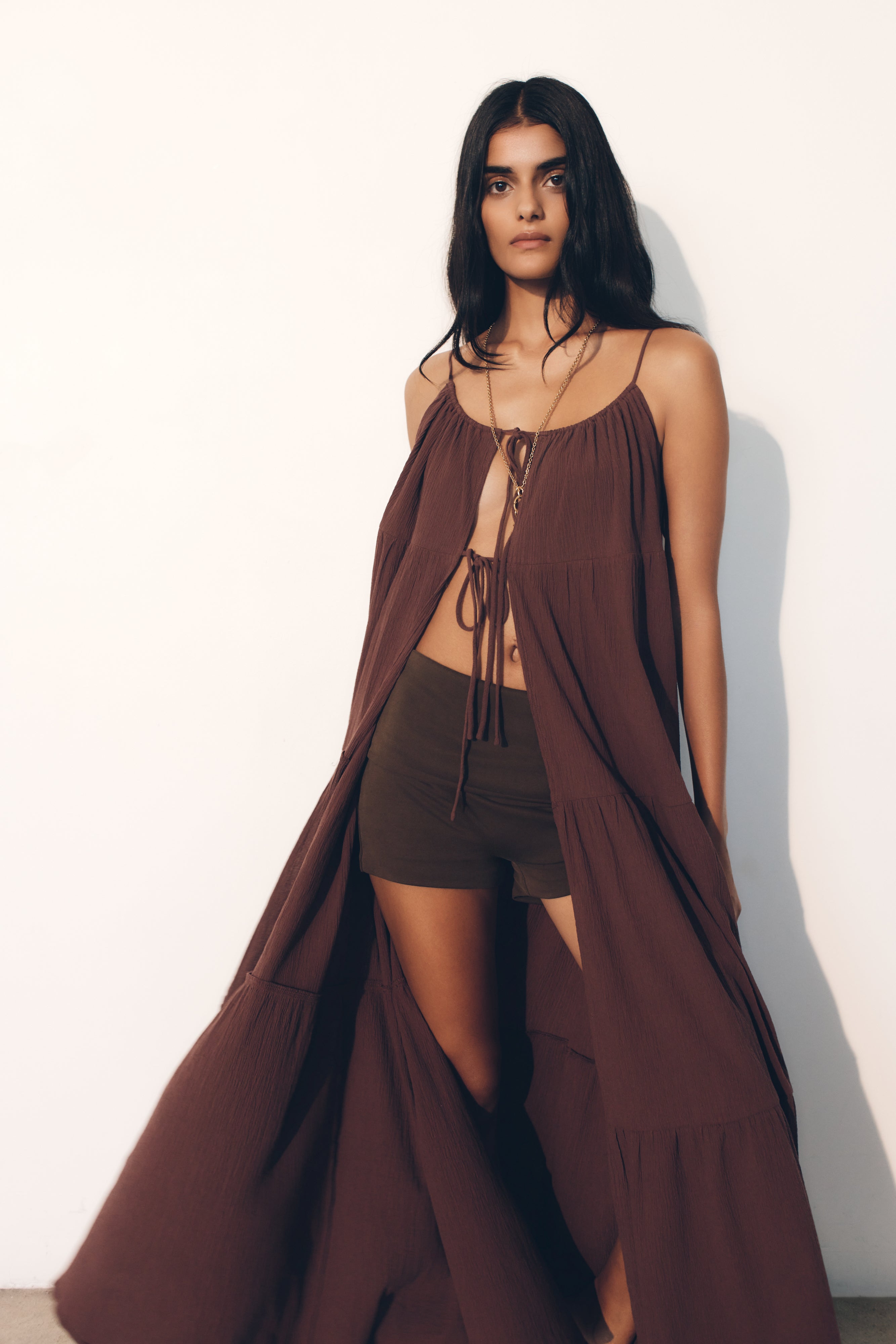 Birdie Fold Over Shorts - Chocolate